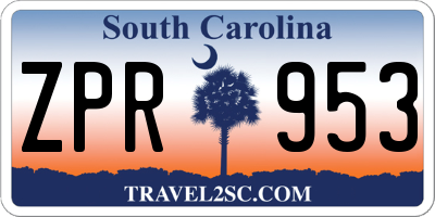 SC license plate ZPR953