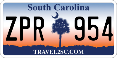 SC license plate ZPR954