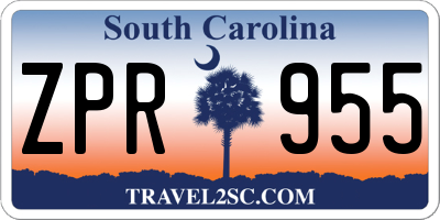 SC license plate ZPR955