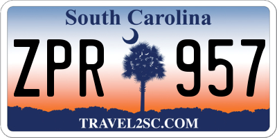 SC license plate ZPR957