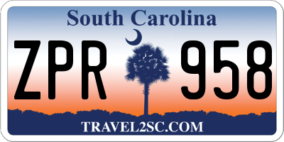 SC license plate ZPR958