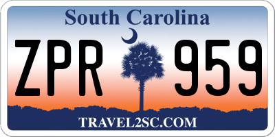 SC license plate ZPR959