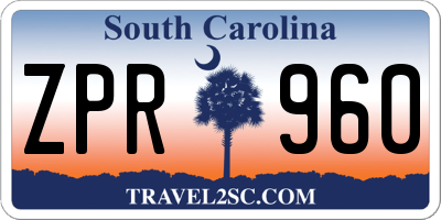 SC license plate ZPR960