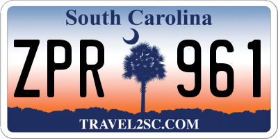 SC license plate ZPR961