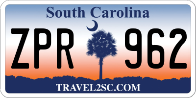SC license plate ZPR962