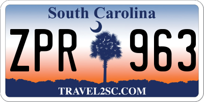 SC license plate ZPR963