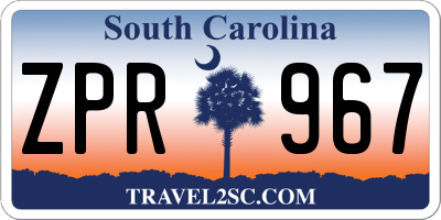 SC license plate ZPR967