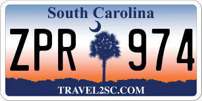 SC license plate ZPR974