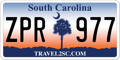 SC license plate ZPR977