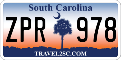 SC license plate ZPR978