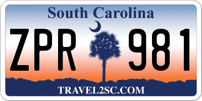 SC license plate ZPR981