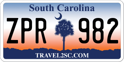 SC license plate ZPR982