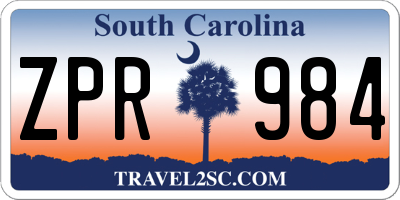SC license plate ZPR984