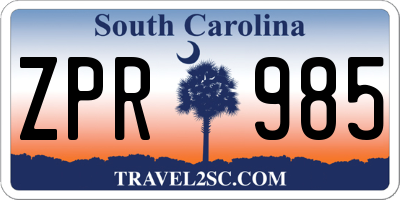 SC license plate ZPR985