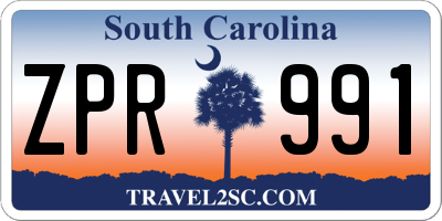 SC license plate ZPR991