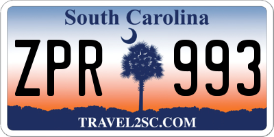 SC license plate ZPR993