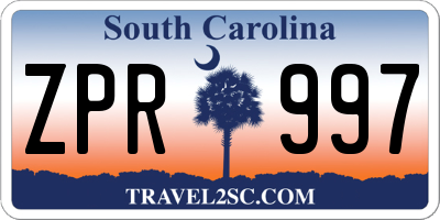 SC license plate ZPR997