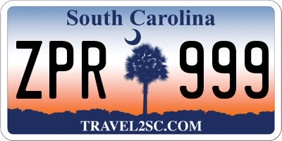 SC license plate ZPR999