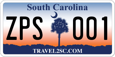 SC license plate ZPS001
