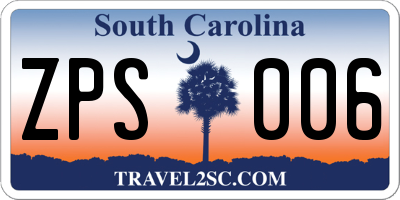 SC license plate ZPS006
