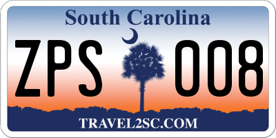 SC license plate ZPS008