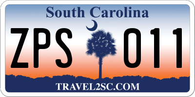 SC license plate ZPS011
