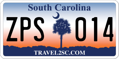 SC license plate ZPS014