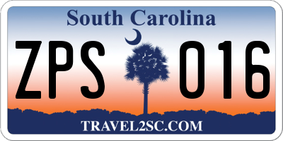 SC license plate ZPS016