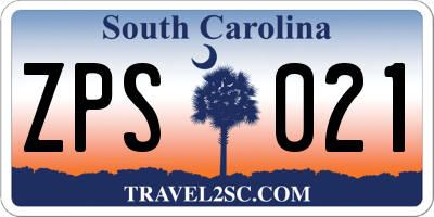 SC license plate ZPS021