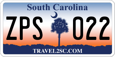 SC license plate ZPS022