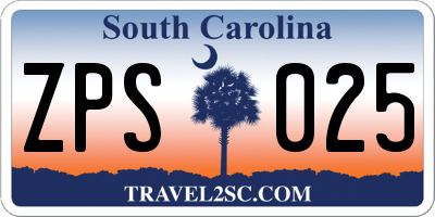 SC license plate ZPS025