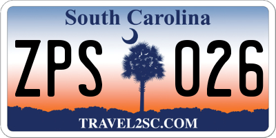 SC license plate ZPS026