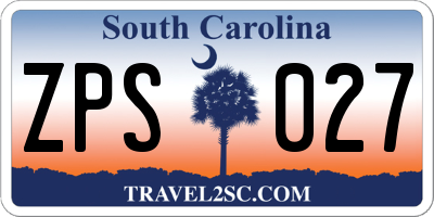 SC license plate ZPS027