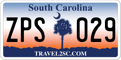 SC license plate ZPS029