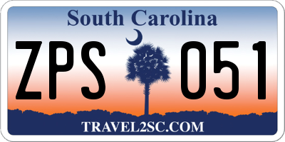 SC license plate ZPS051