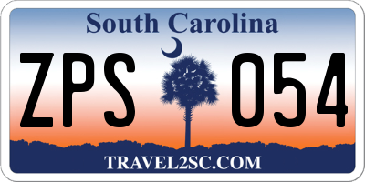 SC license plate ZPS054