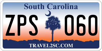 SC license plate ZPS060