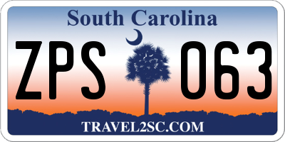 SC license plate ZPS063
