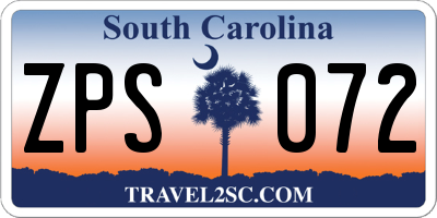 SC license plate ZPS072