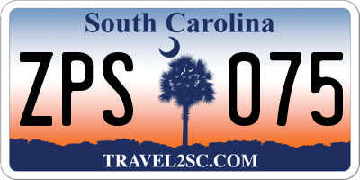 SC license plate ZPS075