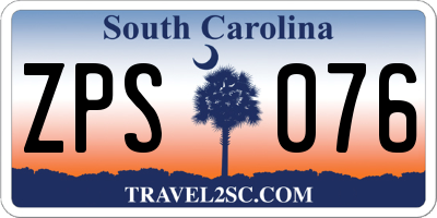 SC license plate ZPS076