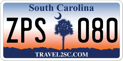 SC license plate ZPS080