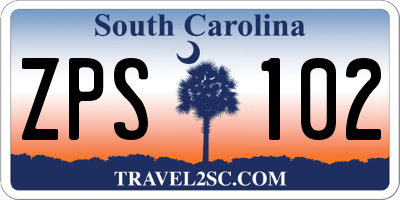 SC license plate ZPS102