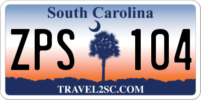 SC license plate ZPS104