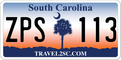 SC license plate ZPS113