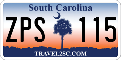 SC license plate ZPS115