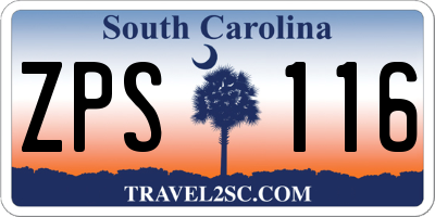 SC license plate ZPS116
