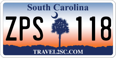 SC license plate ZPS118