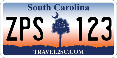 SC license plate ZPS123