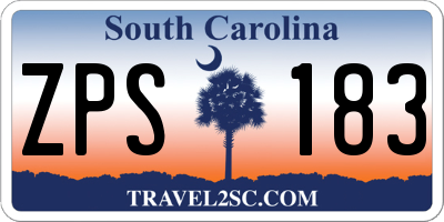 SC license plate ZPS183